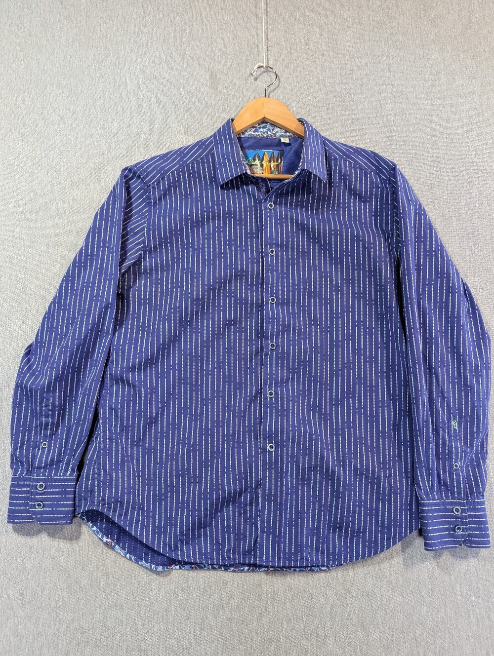 Robert Graham Classic Fit Striped Shirt Men's XL Blue Purple